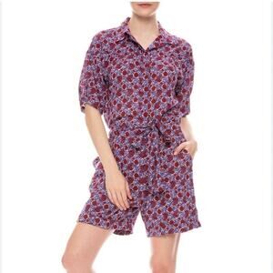 Xirena Women’s Grady Canyon Tie Romper Nicholas Floral Purple Red Size Medium